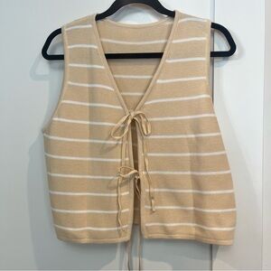 Striped Tan Sleeveless Top